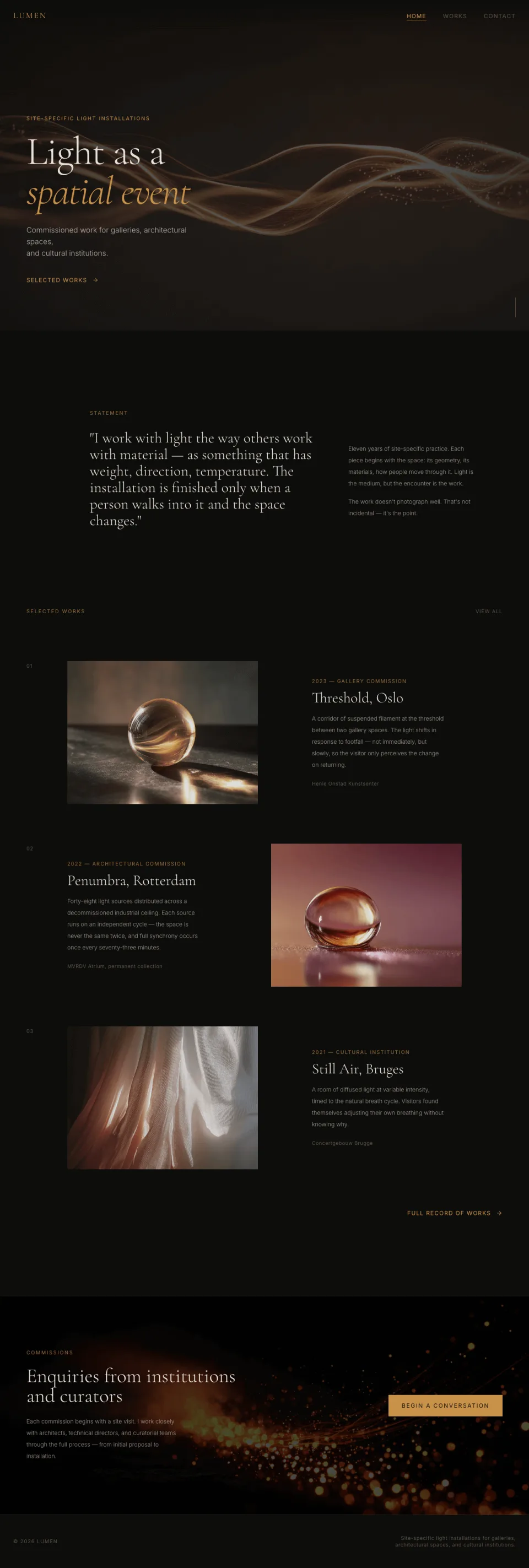 Homepage of Lumen, a website generated by VoxelSite