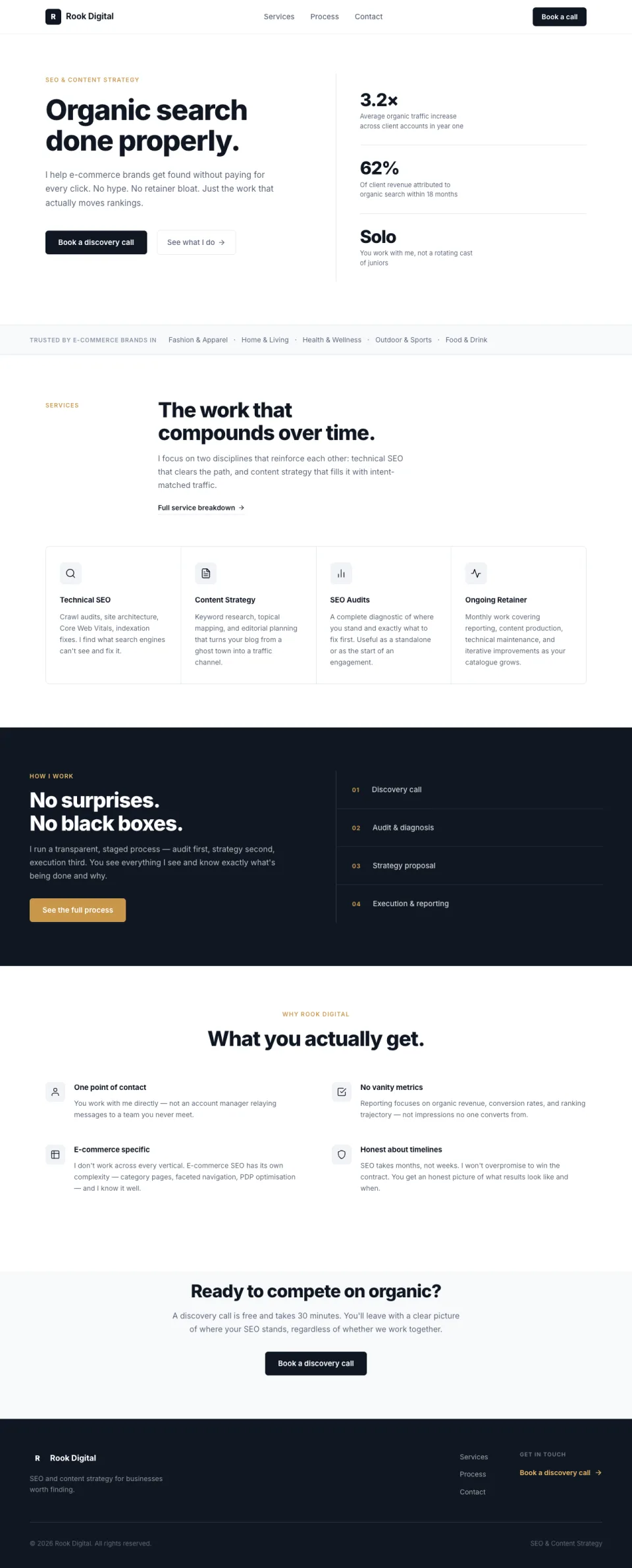 Homepage of Rook Digital, a website generated by VoxelSite