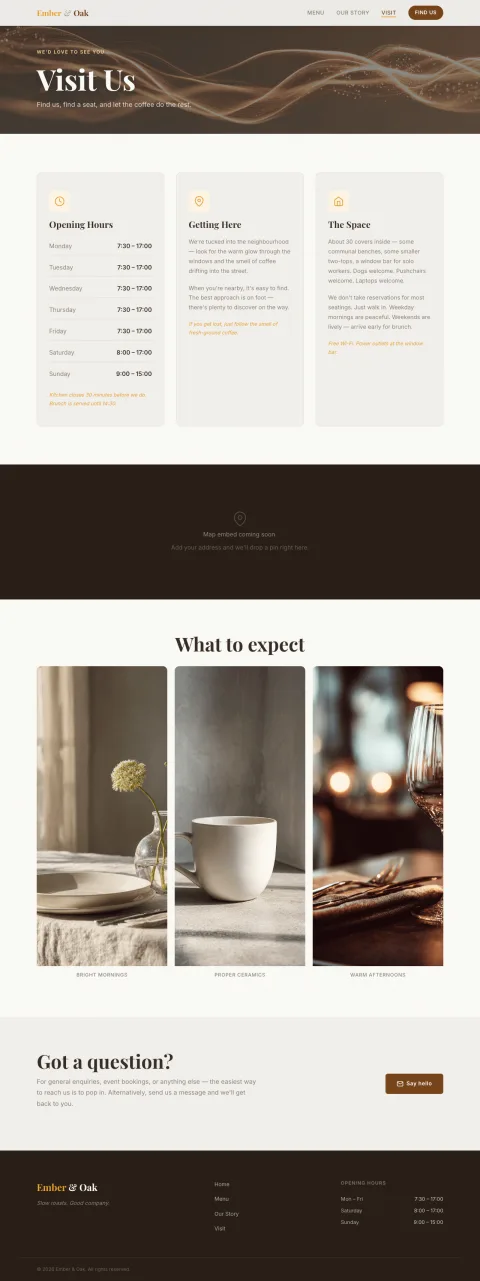 Ember & Oak — Visit Us