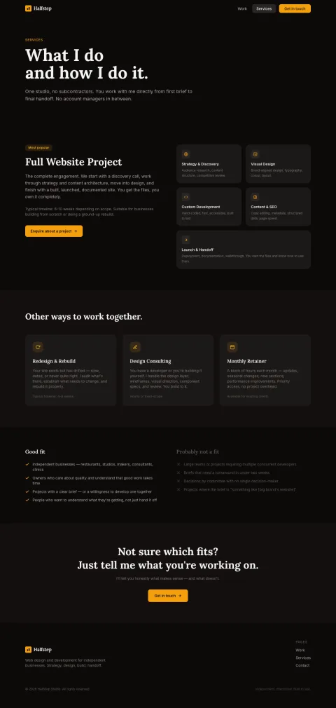 Halfstep — Services