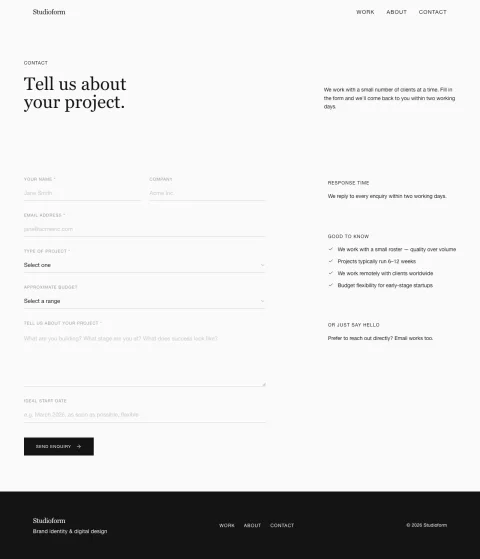 Studioform — Contact