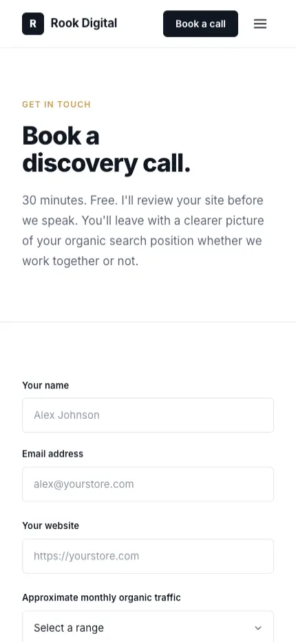 VoxelSite mobile — AI-generated contact page