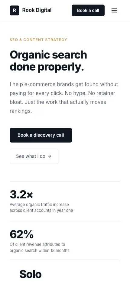 VoxelSite mobile — AI-generated homepage